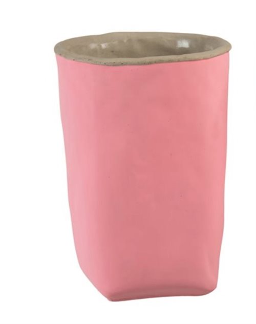 Blomsterkrukke  "pose" i cement - PINK - Nedsat fra 149,-